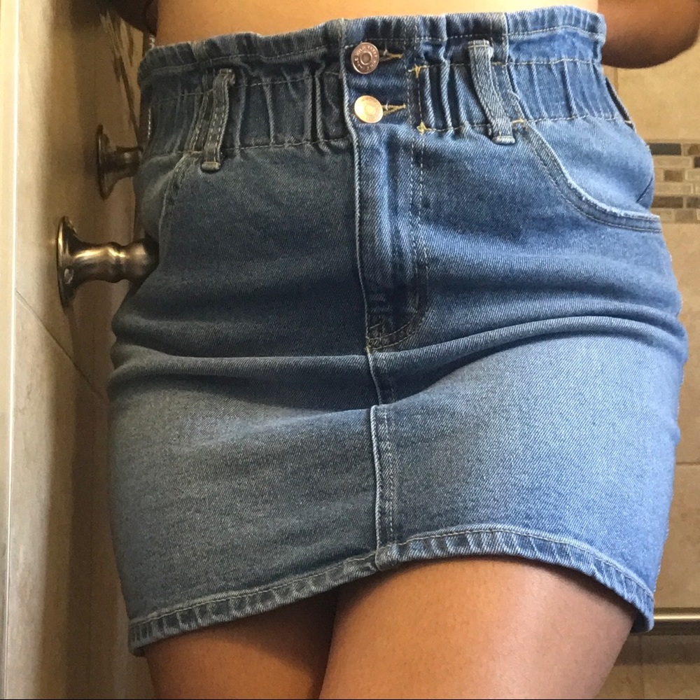 Cute Bucket-hem Jean Skirt